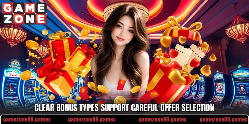Clear bonus types support careful offer selection Clear bonus types support careful offer selection