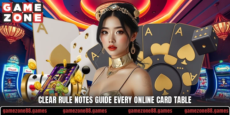 Clear rule notes guide every online card table Clear rule notes guide every online card table