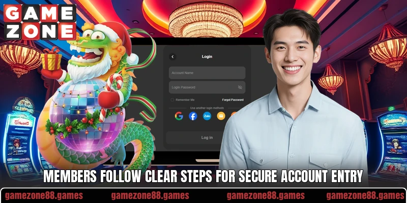 Members follow clear steps for secure account entry Members follow clear steps for secure account entry