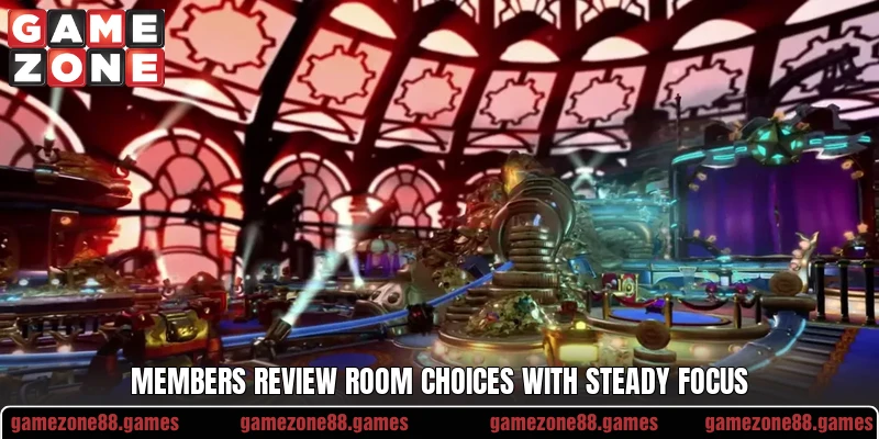 Members review room choices with steady focus Members review room choices with steady focus