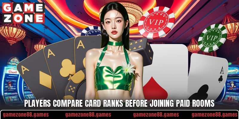 Players compare card ranks before joining paid rooms Players compare card ranks before joining paid rooms