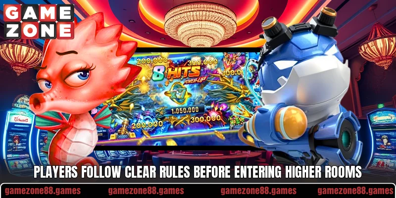 Players follow clear rules before entering higher rooms