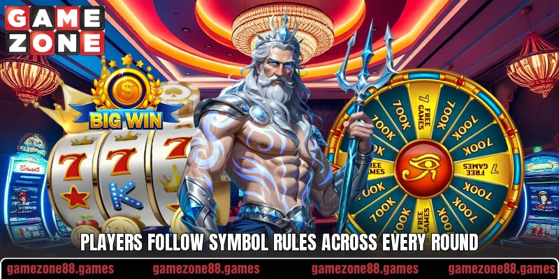Players follow symbol rules across every round Players follow symbol rules across every round