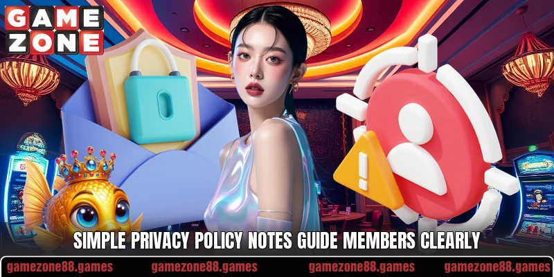 Simple privacy policy notes guide members clearly