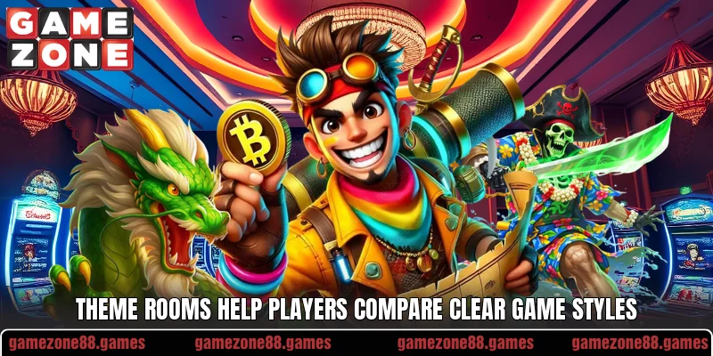 Theme rooms help players compare clear game styles